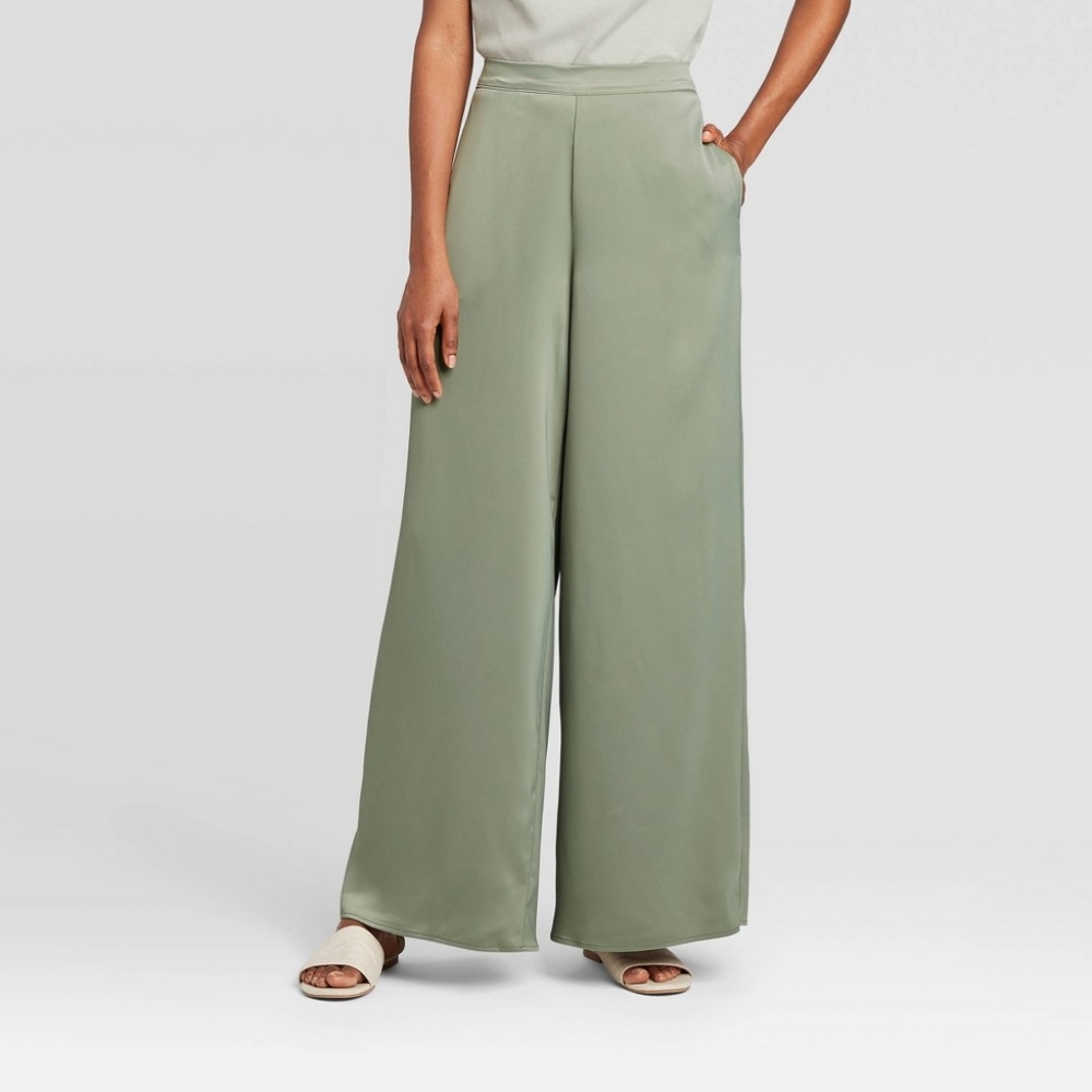 Prologue Green Mid-Rise Silky Wide Leg Pants